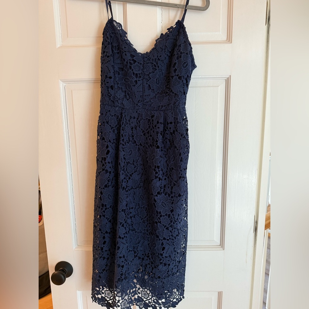 Elegant Navy Lace Dress- ASTR